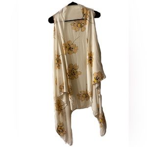 Floral Open Front Kimono Without Sleeves